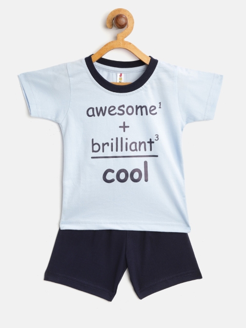 

Toonyport Boys Blue Typography Print T-shirt with Shorts