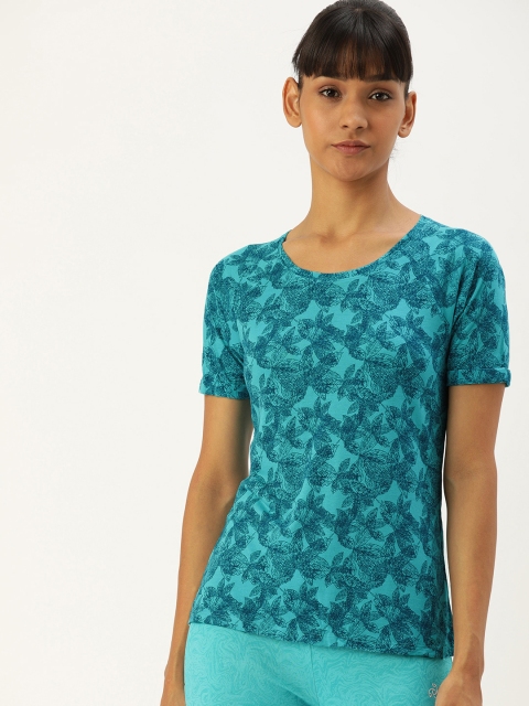 

Jockey Women Teal Printed Round Neck T-shirt