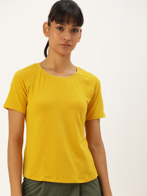 

Jockey Women Mustard Yellow Comfort Fit Solid Round Neck T-shirt