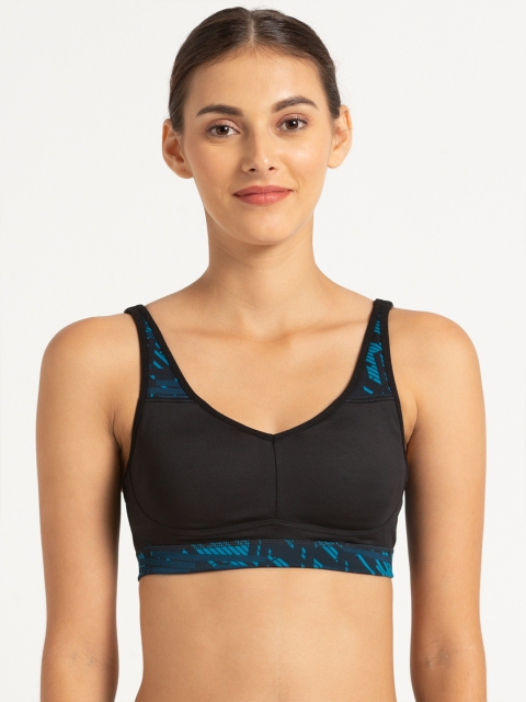 

Jockey Black Solid Non-Wired StayDry Lightly Padded Workout Bra