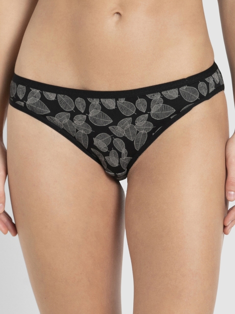 

Jockey Women Black & Grey Printed Bikini Briefs 1806-0105-BLKPR