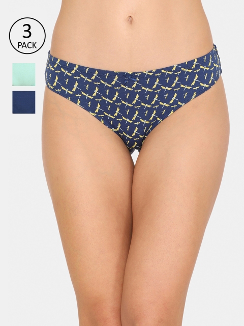 

Zivame Women Pack of 3 Assorted Bikini Briefs ZI2414CORECBLUE