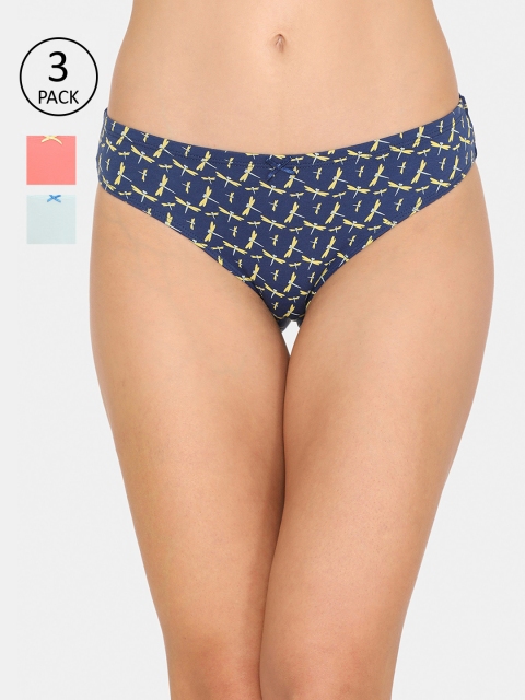 

Zivame Women Pack of 3 Assorted Bikini Briefs ZI2414CORE0BLUE