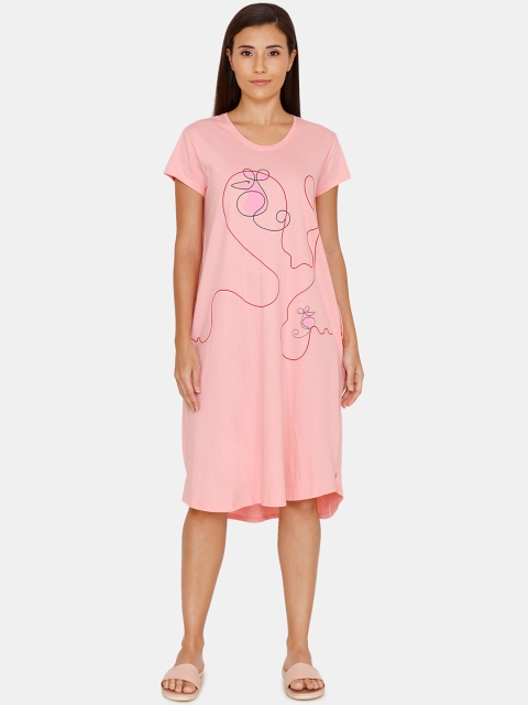 

Zivame Pink Printed Nightdress