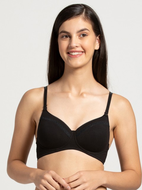 

Jockey Black Solid Non-Wired Lightly Padded Multiway Strap T-shirt Bra FE25-0105