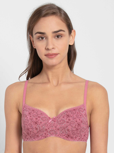 

Jockey Pink Printed Non-Wired Lightly Padded T-shirt Bra 1723-0103-HRSPR