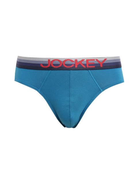 

Jockey Men Teal Blue Solid Basic Briefs US07-0105