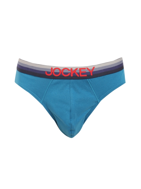 

Jockey Men Teal Blue Solid Basic Briefs US07-0105