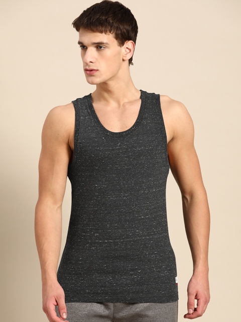 

Jockey Men Charcoal Grey Solid Round Neck Lounge Tank T-Shirt