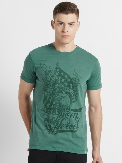 

Jockey Men Green Printed Round Neck T-shirt