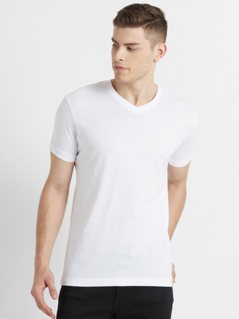 

Jockey Men White Solid Comfort Fit V-Neck T-shirt