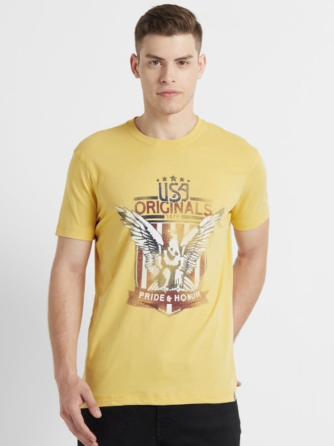

Jockey Men Yellow Printed Round Neck T-shirt