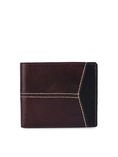 

BuckleUp Men Brown & Black Colourblocked Two Fold Leather Wallet