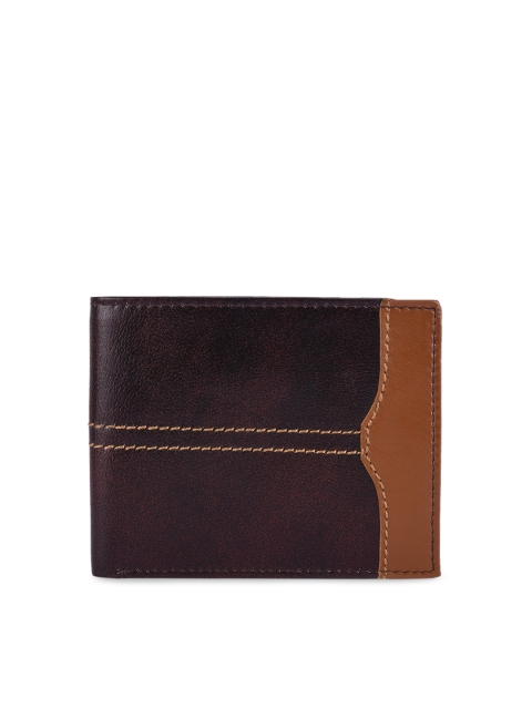 

BuckleUp Men Brown Colourblocked Leather Two Fold Wallet