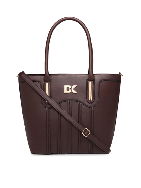 

Diana Korr Coffee Brown Self Design Handheld Bag