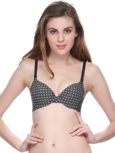 

Clovia Black Printed Push-Up Bra BR0433P13