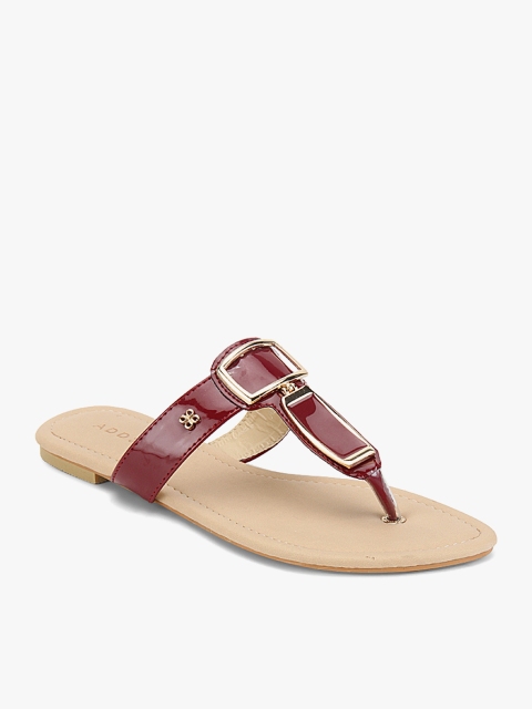 

Addons Women Maroon Solid T-Strap Flats