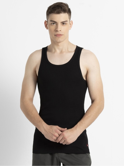

Jockey Men Black Self-Striped Innerwear Vest US33-0110