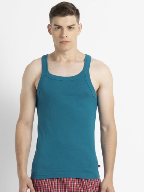 

Jockey Men Teal Blue Solid Square Neck Innerwear Vest US26-0105