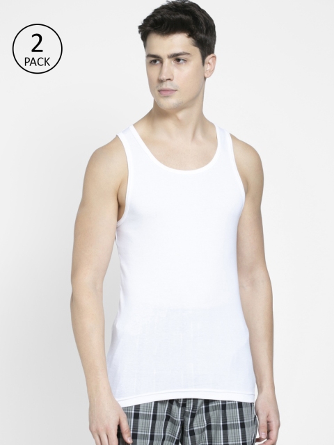 

Jockey Men White Solid Innerwear Vest