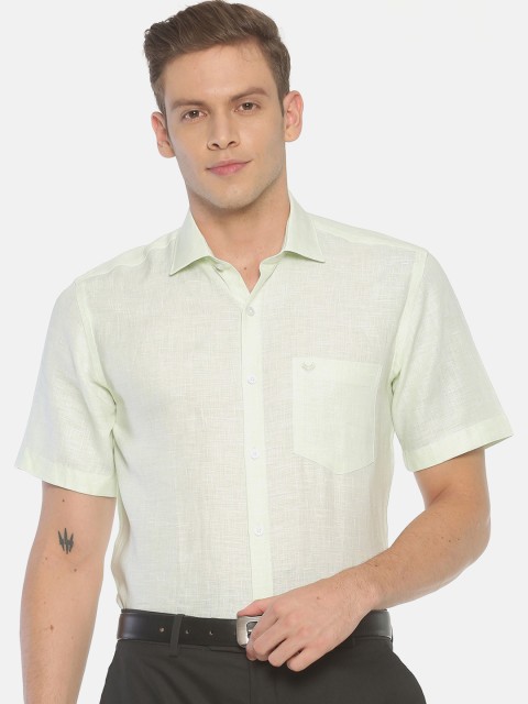 

Linen Club Men Green Regular Fit Solid Formal Linen Shirt