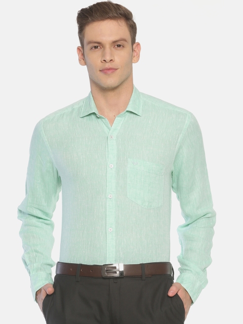 

Linen Club Men Mint Green Slim Fit Solid Formal Linen Shirt