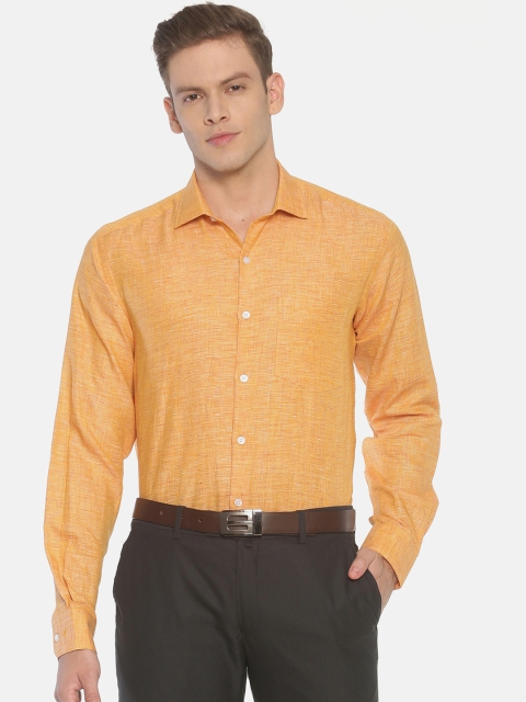 

Linen Club Men Orange Slim Fit Solid Formal Linen Shirt