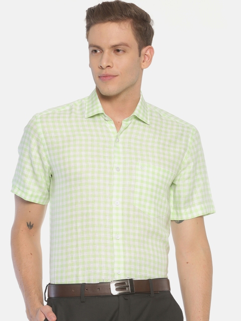

Linen Club Men Green Regular Fit Checked Formal Shirt