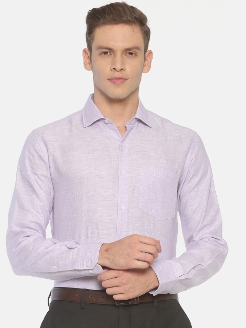 

Linen Club Men Lavender Slim Fit Solid Linen Formal Shirt