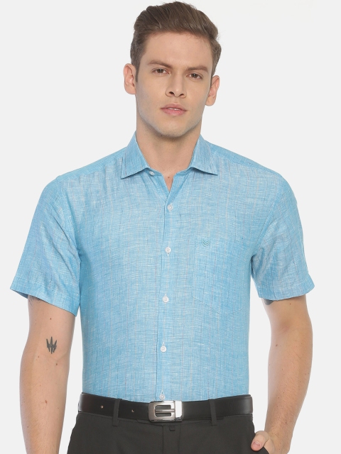 

Linen Club Men Blue Regular Fit Solid Linen Formal Shirt