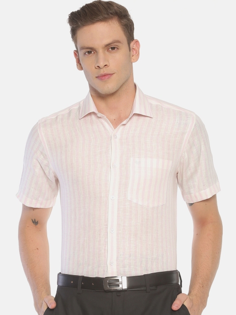 

Linen Club Men Pink Striped Formal Shirt