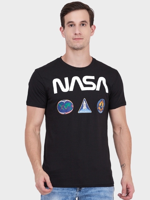 

Free Authority Men Black NASA Printed Round Neck T-shirt