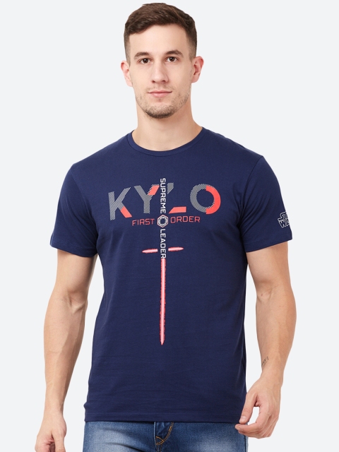 

Free Authority Men Navy Blue Printed Round Neck T-shirt