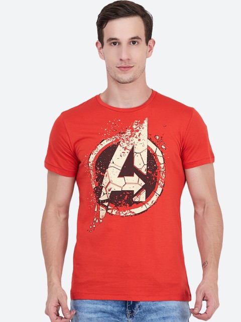 

Free Authority Men Orange Printed Round Neck Avengers T-shirt