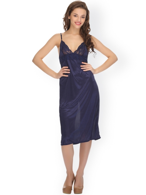 

Clovia Navy Nightdress NS0562P08, Navy blue