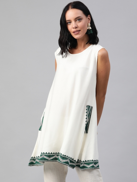 

Soch Women White Solid Tunic With Pockets