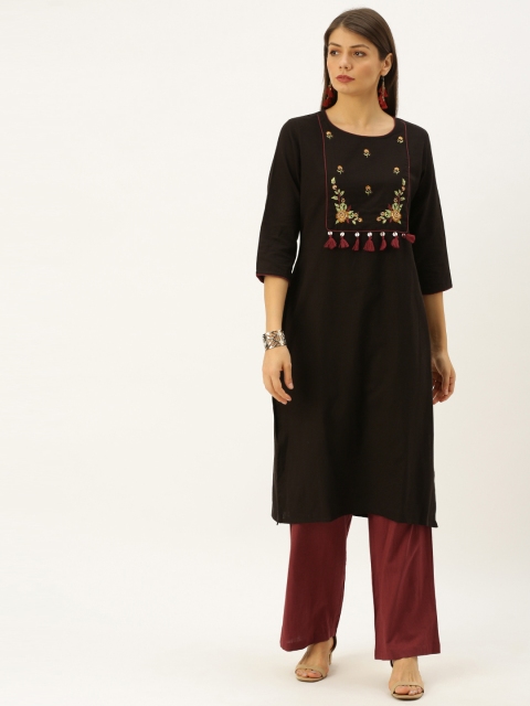 

Soch Women Brown & Maroon Yoke Design Kurta with Palazzos