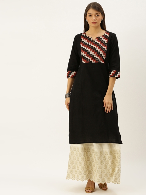 

Soch Women Black Printed Straight Kurta