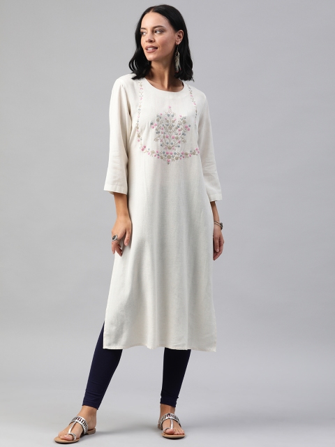 

Soch Women Off-White Embroidered Straight Kurta