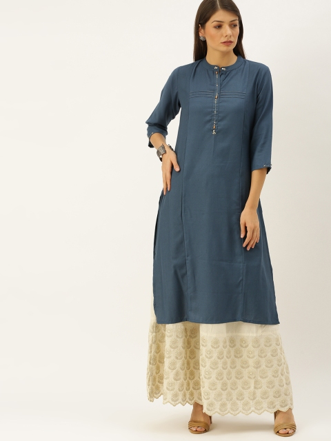 

Soch Women Grey Solid Straight Kurta