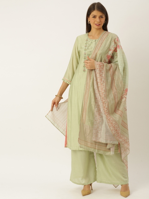 

Soch Women Sea Green Embroidered Kurta with Palazzos & Dupatta