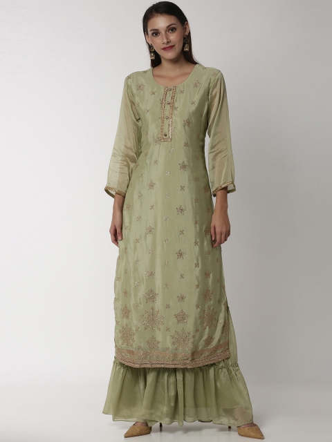 

Soch Women Green Kurta with Sharara & With Dupatta