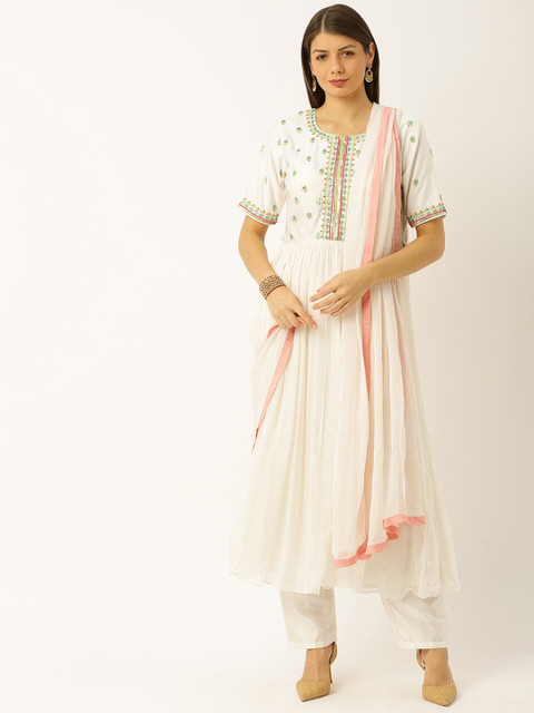 

Soch Women Off-White Embroidered Kurta with Salwar & Dupatta