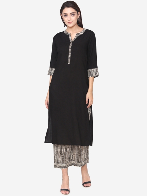 

Laabha Women Black & Beige Solid Kurta with Palazzos