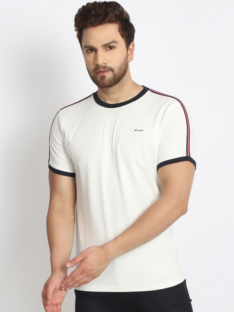 

98 Degree North Men Off-White Solid Round Neck T-shirt