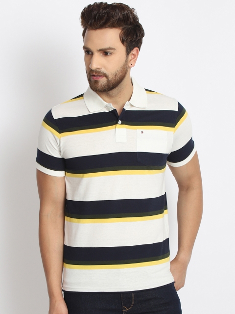 

98 Degree North Men Multicoloured Striped Polo Collar T-shirt, Multi
