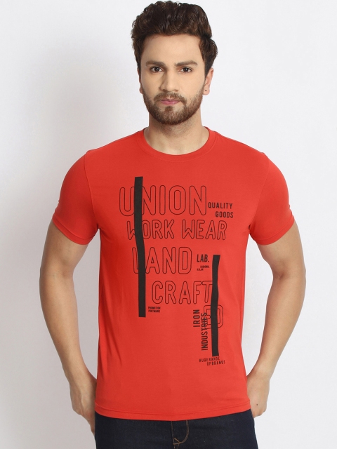 

98 Degree North Men Red Printed Round Neck T-shirt