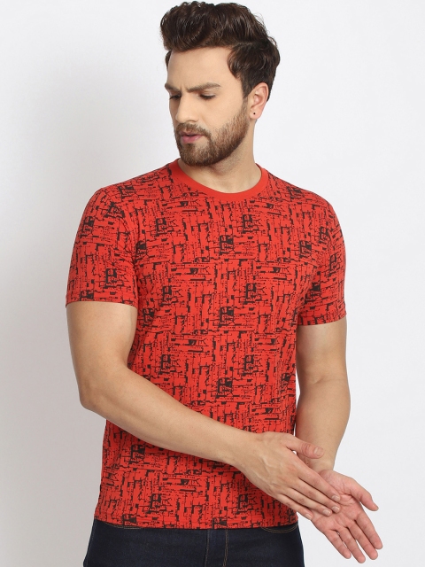 

98 Degree North Men Red & Black Printed Round Neck T-shirt