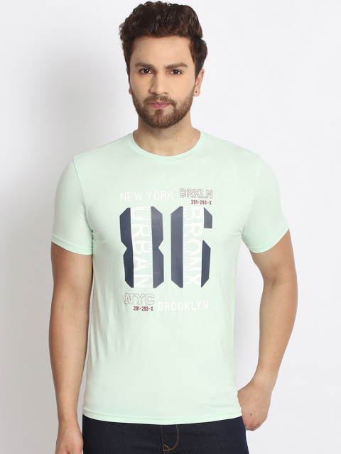 

98 Degree North Men Sea Green Printed Round Neck T-shirt