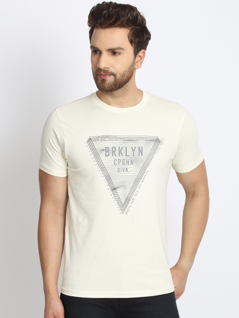 

98 Degree North Men Off-White Printed Round Neck T-shirt